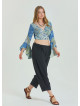 Adjustable Waist Black Women's Plus Size Trousers with Rope Detail 4622